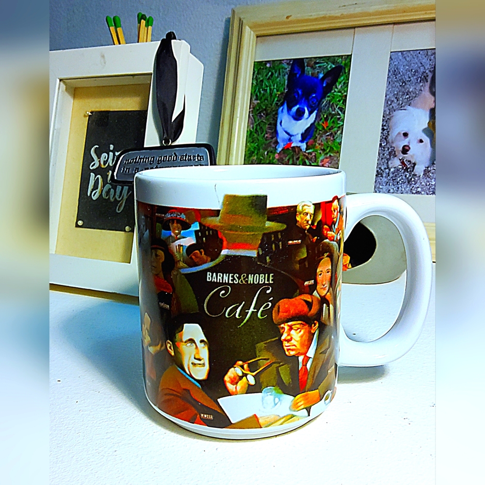 Vintage 90s Barnes & Noble Cafe Authors Mug 17 Oz Twain Wilde Joyce Orwell Eliot